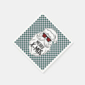 Retro Green Pink Checkered Santa Claus Christmas Servet (Hoek)