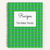 Retro Green Plaid Custom Food Recipe Notitieboek (Voorkant)