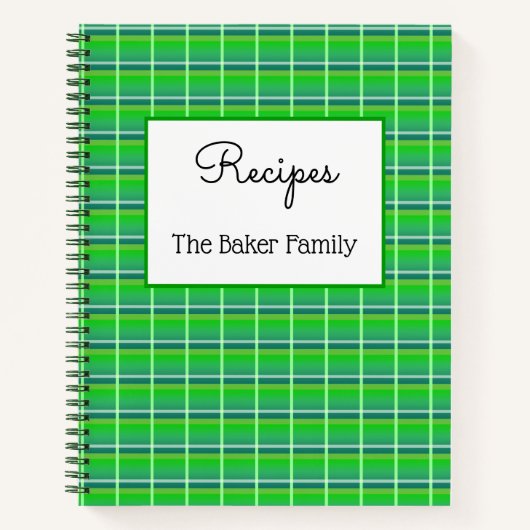 Retro Green Plaid Custom Food Recipe Notitieboek (Voorkant)