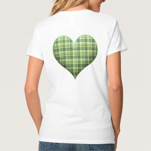 Retro green plaid hart St Patrick I hou van Iers T-shirt (Achterkant)