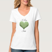 Retro green plaid hart St Patrick I hou van Iers T-shirt (Voorkant)