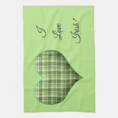 Retro green plaid hart St Patrick I hou van Iers Theedoek (Verticaal)