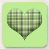 Retro green plaid puffy hart St Patrick Bier Onderzetter (Voorkant)