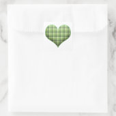Retro green plaid puffy hart St Patrick retro Sq Vierkante Sticker (Tas)