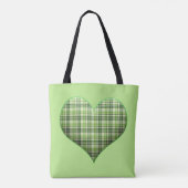 Retro green plaid puffy hart St Patrick retro Tote Bag (Achterkant)