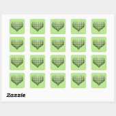 Retro green plaid puffy hart St Patrick Vierkante Sticker (Vel)