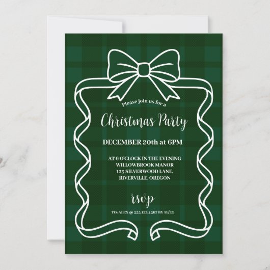 Retro Green Plaid Whimsical Christmas  Kaart (Voorkant)