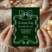 Retro Green Plaid Whimsical Christmas  Kaart