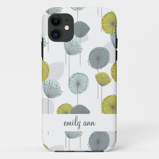 Retro Green Poppies Flowers Pattern Case-Mate iPhone Case (Achterkant)