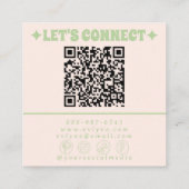 Retro Green QR Code 70s Boho Groovy Unique Trendy Vierkante Visitekaartje (Achterkant)