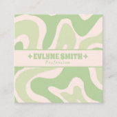 Retro Green QR Code 70s Boho Groovy Unique Trendy Vierkante Visitekaartje (Voorkant)