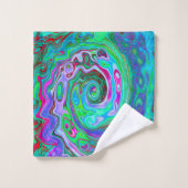 Retro Green, Red en Magenta Abstract Groovy Swirl Bad Handdoek (Wasdoekje)