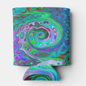 Retro Green, Red en Magenta Abstract Groovy Swirl Blikjeskoeler (Achterkant)