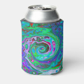 Retro Green, Red en Magenta Abstract Groovy Swirl Blikjeskoeler (Blikje Achterkant)