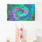 Retro Green, Red en Magenta Abstract Groovy Swirl Spandoek (Insitu)