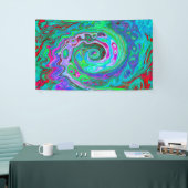 Retro Green, Red en Magenta Abstract Groovy Swirl Spandoek (Beurs)