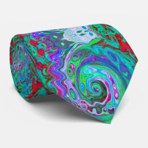 Retro Green, Red en Magenta Abstract Groovy Swirl