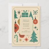 Retro Green Red Mid Century Modern Holiday Kaart (Voorkant)