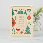 Retro Green Red Mid Century Modern Holiday Kaart (Staand voorkant)