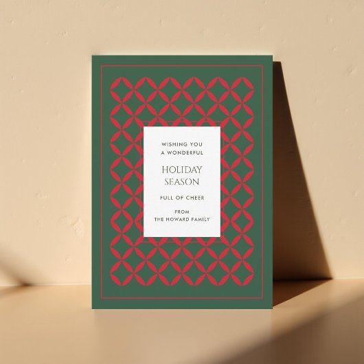 Retro Green Red Mid Century Modern Holiday Kaart
