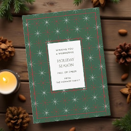 Retro Green Red Mid Century Modern Holiday Kaart