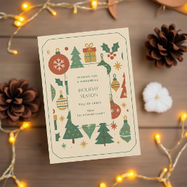 Retro Green Red Mid Century Modern Holiday Kaart