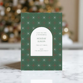 Retro Green Red Mid Century Modern Holiday Kaart