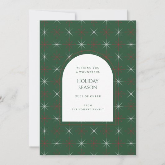 Retro Green Red Mid Century Modern Holiday Kaart (Voorkant)