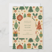 Retro Green Red Mid Century Modern Holiday Kaart (Voorkant)