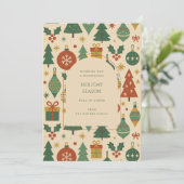 Retro Green Red Mid Century Modern Holiday Kaart (Staand voorkant)