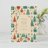 Retro Green Red Mid Century Modern Holiday Kaart (Staand voorkant)
