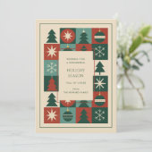 Retro Green Red Mid Mod Geruite Vakantie Kaart (Staand voorkant)