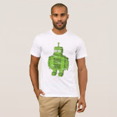 Retro Green Robot met krassen T-shirt (Voorkant volledig)