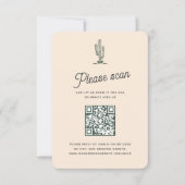 Retro Green Saguaro Cacti Desert Wedding QR Code RSVP Kaartje (Voorkant)