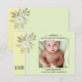 Retro Green Script Baby Foto geboorteaankondiging Bedankkaart (Voorkant / Achterkant)
