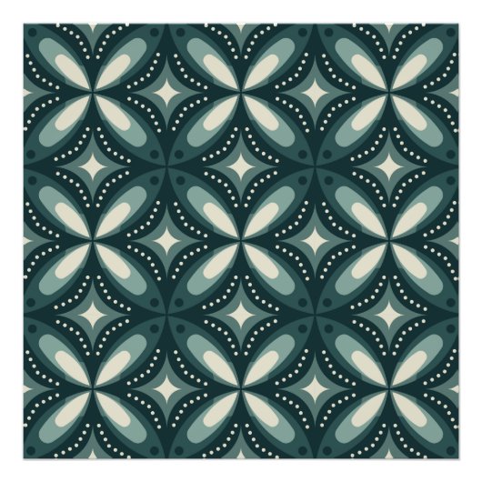 retro green shapes foto afdruk (Voorkant)