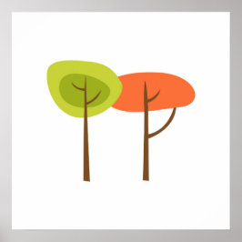 Retro Green Sinaasappel Trees Poster