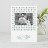 Retro Green Snowflake Holiday-fotokaart Feestdagenkaart (Staand voorkant)