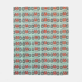 Retro Green Stamps Fleece Deken