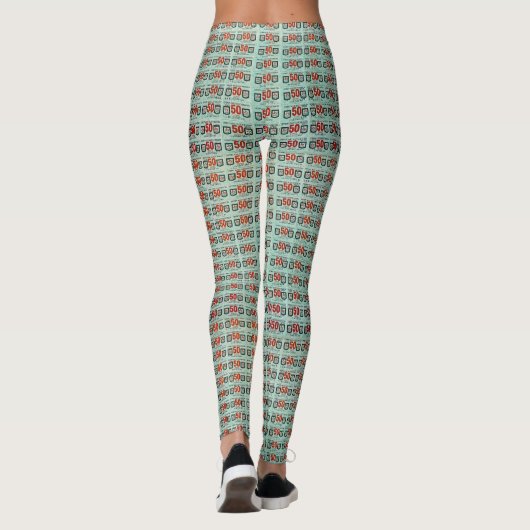 Retro Green Stamps Leggings (Achterkant)