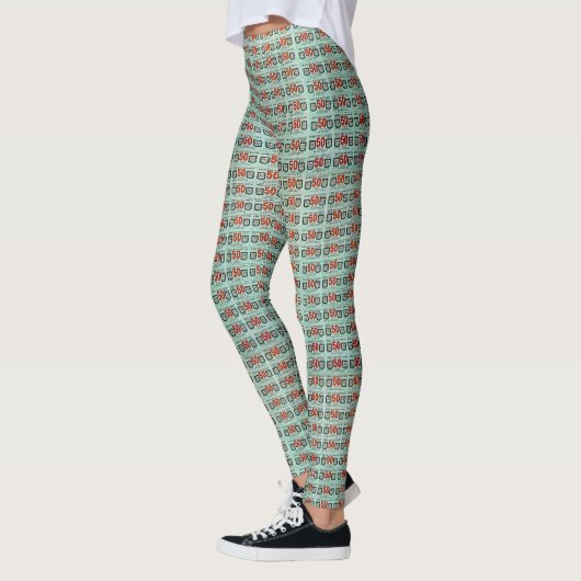 Retro Green Stamps Leggings (Links)