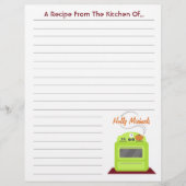 Retro Green Stove Modern Kitchen Recippaper (Voorkant)