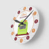 Retro Green Stove Personalized Kitchen Clock Ronde Klok (Hoek)