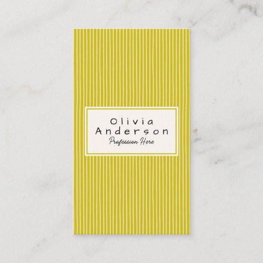 Retro Green Stripes Trendy Moderne Funky QR-code Visitekaartje (Voorkant)