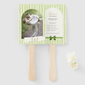 Retro Green Stripes Wedding Ceremony Program Fan Handwaaier (Voorkant en achterkant)