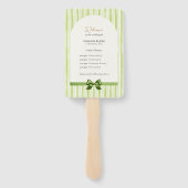 Retro Green Stripes Wedding Ceremony Program Fan Handwaaier (Achterkant)