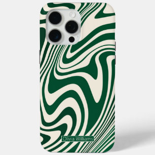 Retro Green Swirl Abstract Pattern iPhone 15 Pro Max Hoesje