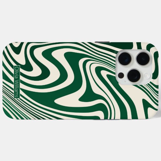 Retro Green Swirl Abstract Pattern Case-Mate iPhone Case (Achterkant (horizontaal))