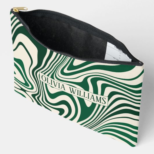 Retro Green Swirl Abstract Pattern Etui (Open)