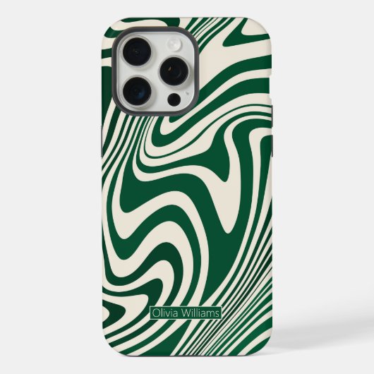 Retro Green Swirl Abstract Pattern iPhone Hoesje (Achterkant)